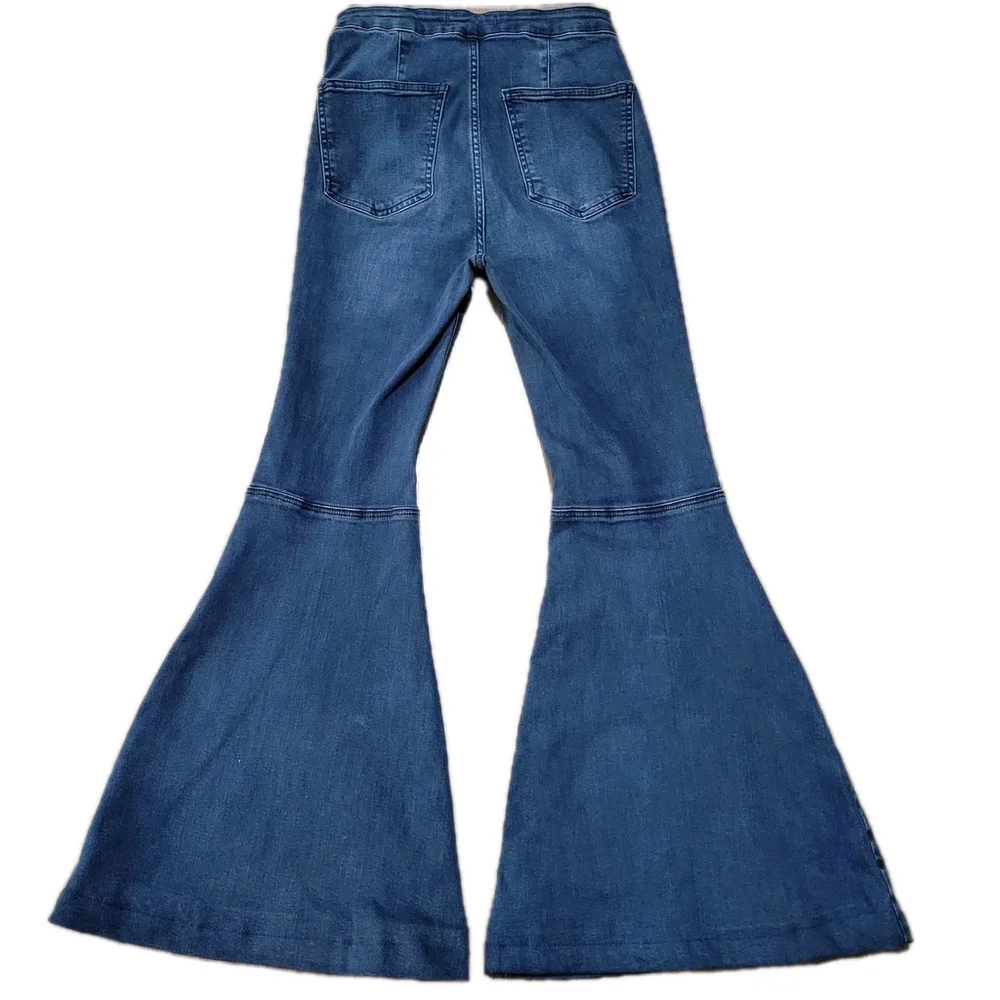 Free People Just Flare Wide-Leg High-Rise Blue Jeans Women's 27 Inseam 30